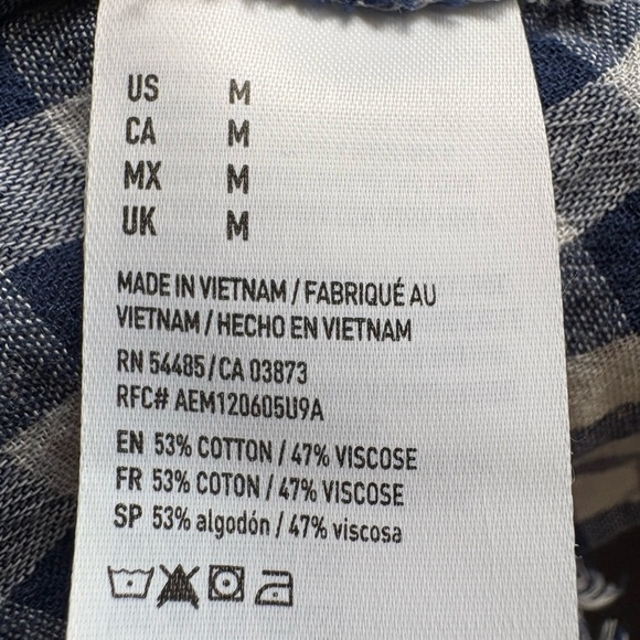 AEO women’s Blue Gingham Hi-Neck Swing Tank plaid white blue sz M preloved - Picture 11 of 11